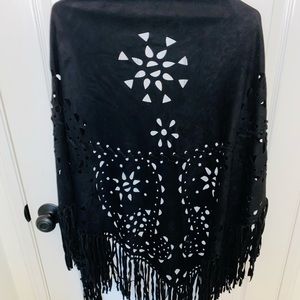 Laser Cut Steve Madden Fringe Shawl 🦇